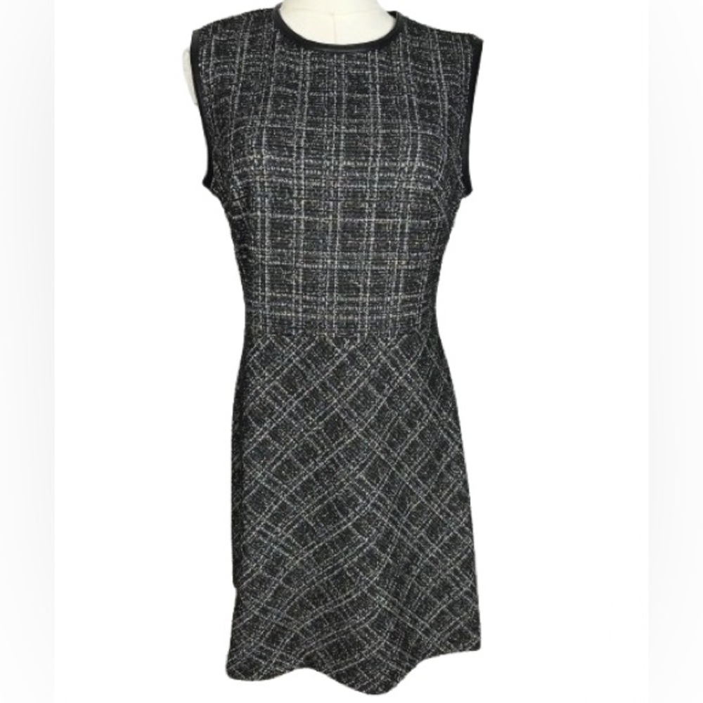 Calvin Klein Black and Gray Tweed Sheath Dress